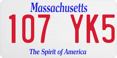 MA license plate 107YK5