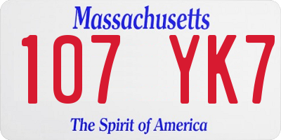 MA license plate 107YK7