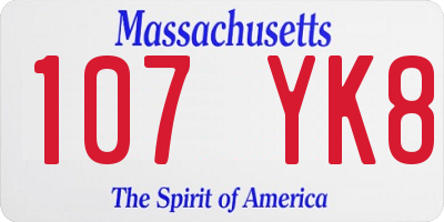 MA license plate 107YK8