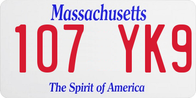 MA license plate 107YK9