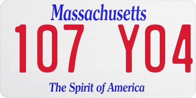 MA license plate 107YO4