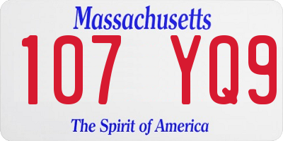 MA license plate 107YQ9