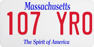 MA license plate 107YR0