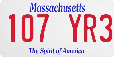 MA license plate 107YR3