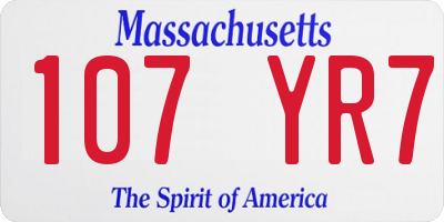 MA license plate 107YR7