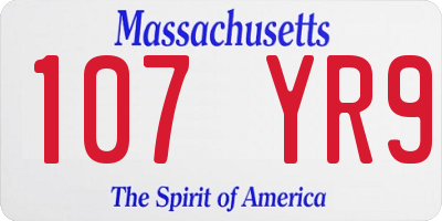 MA license plate 107YR9