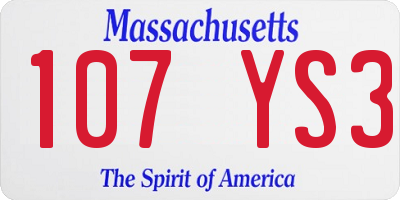 MA license plate 107YS3