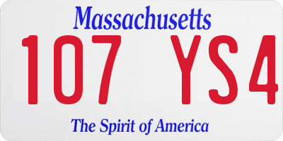 MA license plate 107YS4