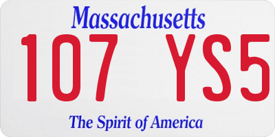 MA license plate 107YS5