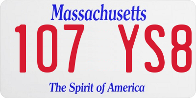 MA license plate 107YS8