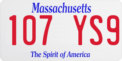 MA license plate 107YS9