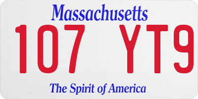 MA license plate 107YT9