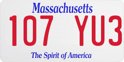 MA license plate 107YU3