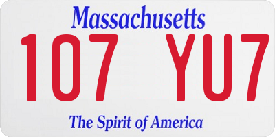 MA license plate 107YU7