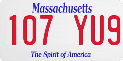 MA license plate 107YU9