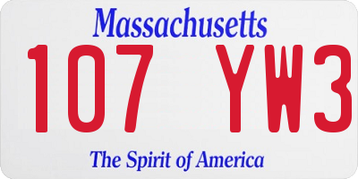 MA license plate 107YW3