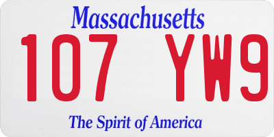 MA license plate 107YW9