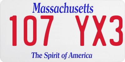MA license plate 107YX3