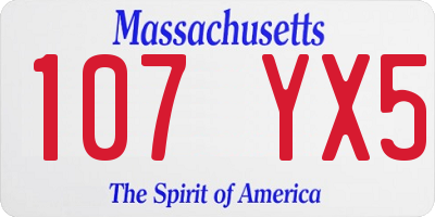 MA license plate 107YX5