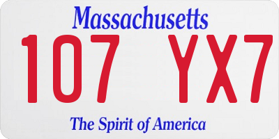 MA license plate 107YX7