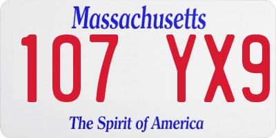 MA license plate 107YX9