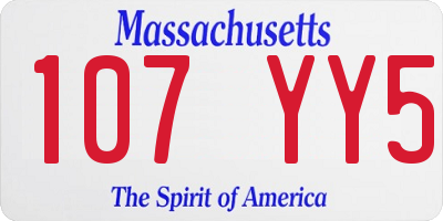 MA license plate 107YY5