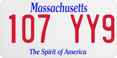 MA license plate 107YY9
