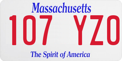 MA license plate 107YZ0