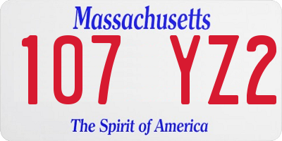 MA license plate 107YZ2