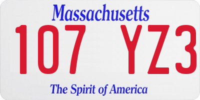 MA license plate 107YZ3