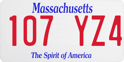 MA license plate 107YZ4