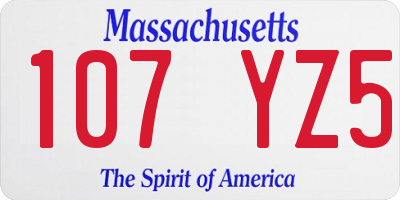 MA license plate 107YZ5