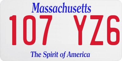MA license plate 107YZ6
