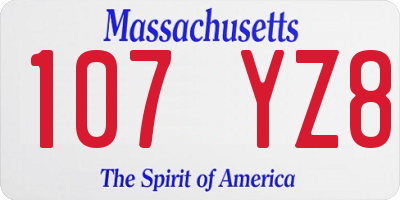 MA license plate 107YZ8