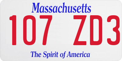 MA license plate 107ZD3