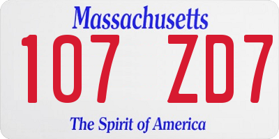 MA license plate 107ZD7
