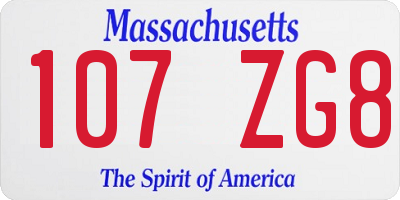 MA license plate 107ZG8