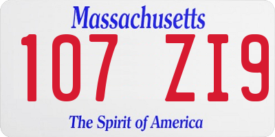 MA license plate 107ZI9