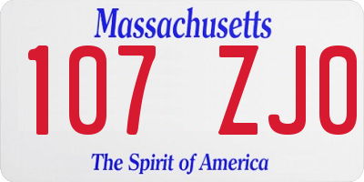 MA license plate 107ZJ0