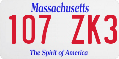 MA license plate 107ZK3