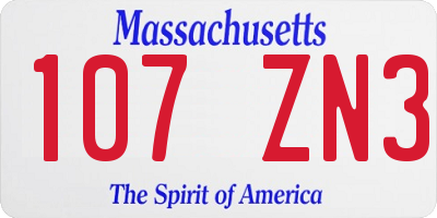 MA license plate 107ZN3