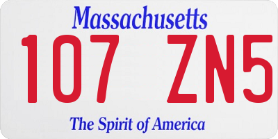 MA license plate 107ZN5