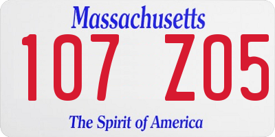 MA license plate 107ZO5