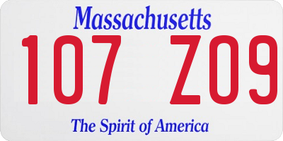 MA license plate 107ZO9