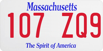 MA license plate 107ZQ9