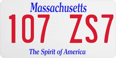MA license plate 107ZS7