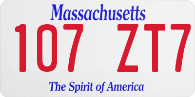 MA license plate 107ZT7