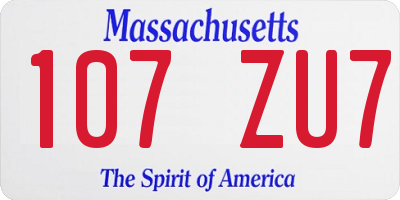 MA license plate 107ZU7