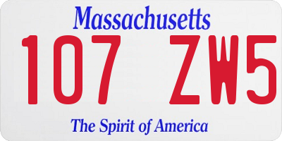 MA license plate 107ZW5