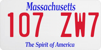 MA license plate 107ZW7